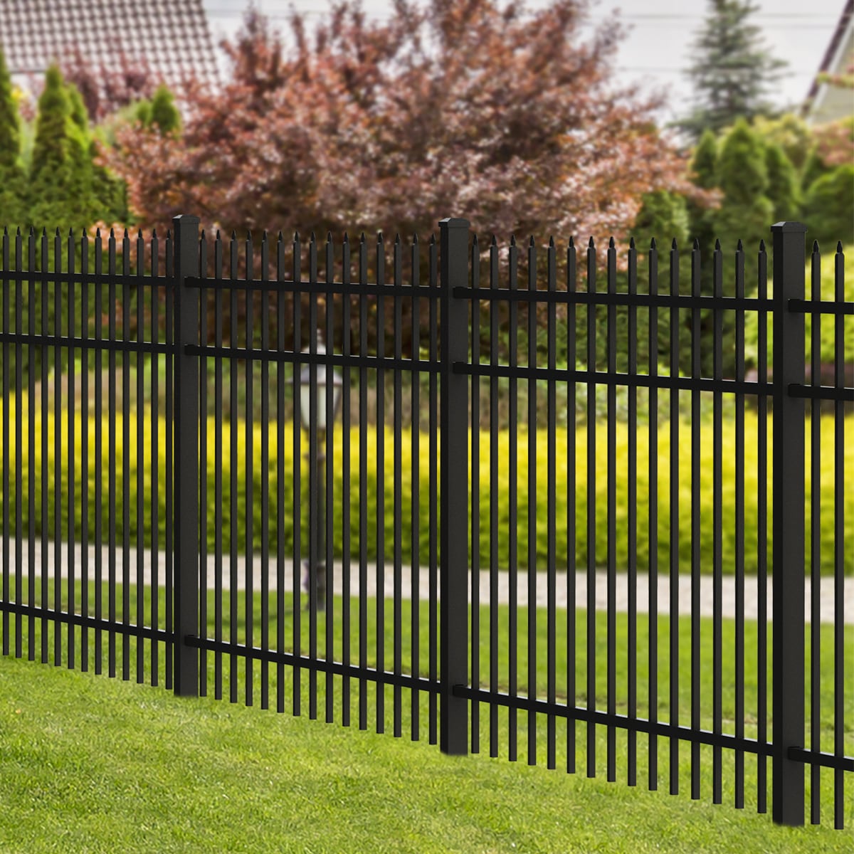 Ironcraft 2-in W Black Powder Coat Aluminum Flat-top Yard End Fence Post