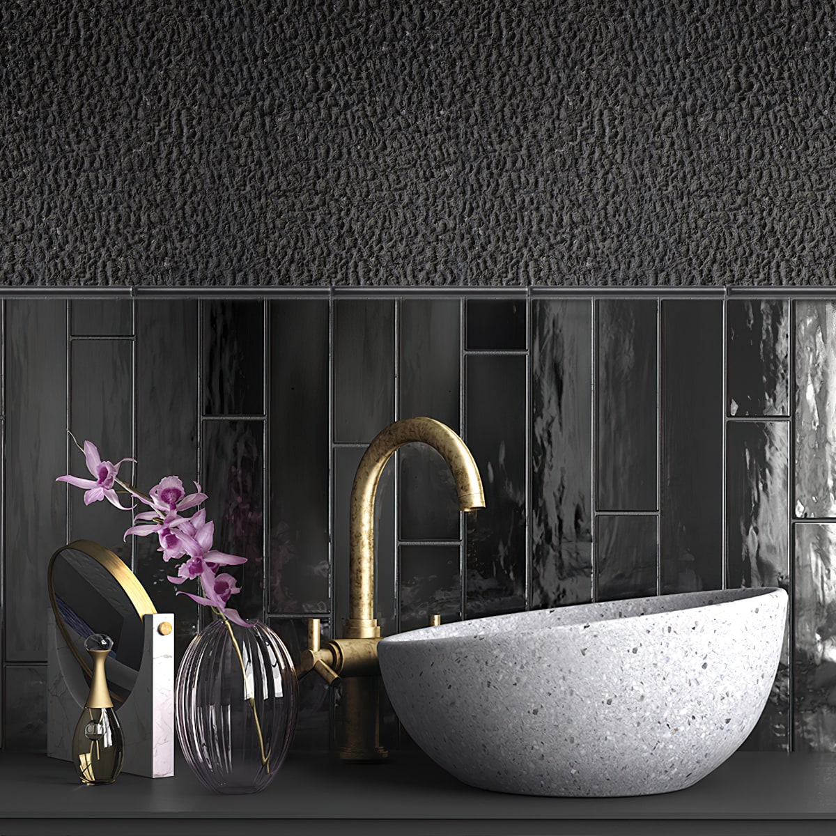 Apollo Tile Silken 10-Pack Black 1-in x 8-in Ceramic Pencil Tile (0.3-sq. ft/ Carton)