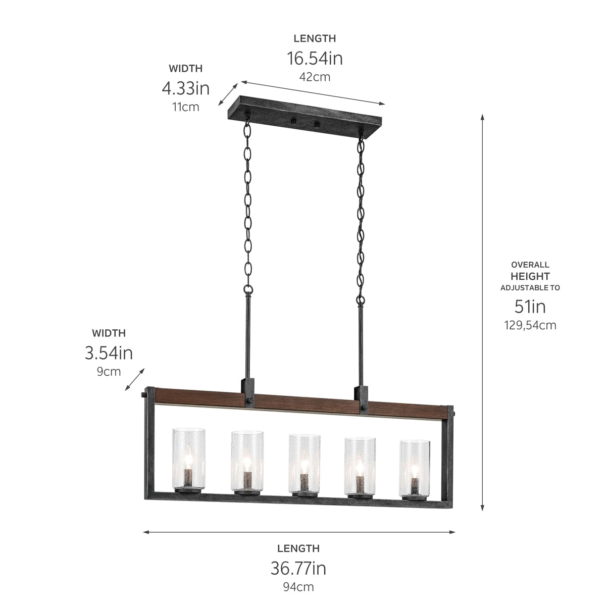 Kichler Barrington 5-Light Distressed Black Farmhouse Chandelier