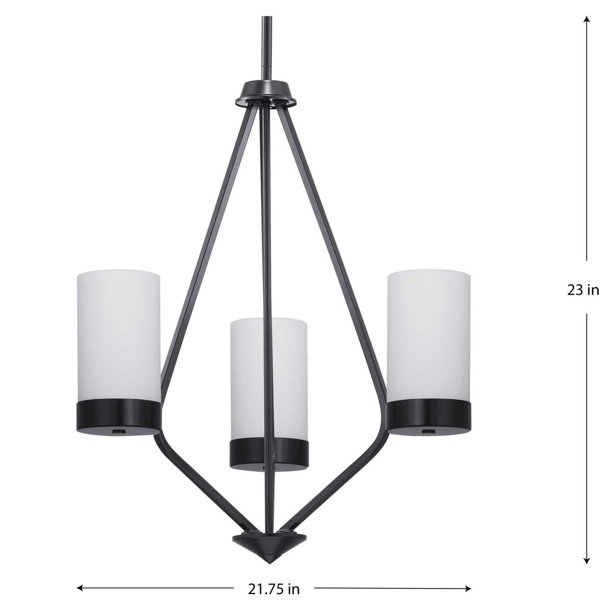 Progress Lighting Elevate 3-Light Matte Black Modern/Contemporary Chandelier