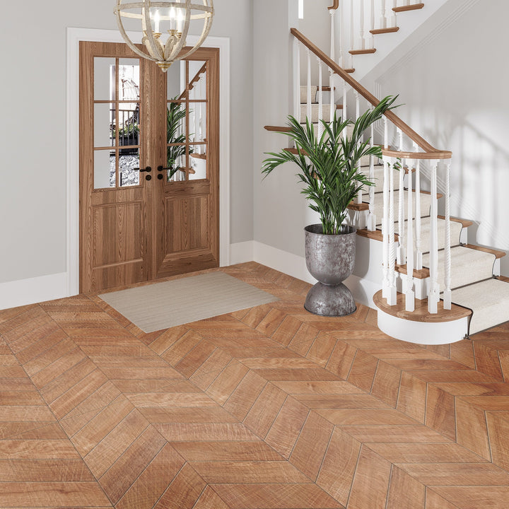 Apollo Tile Bois Natural 24-in x 48-in Matte Porcelain Wood look Chevron Floor and Wall Tile product image