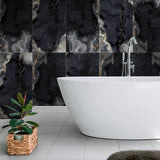 Apollo Tile Splendor Black 24-in x 48-in Lappato Porcelain Brick Marble Look Floor and Wall Tile (15.5-sq. ft/ Carton)