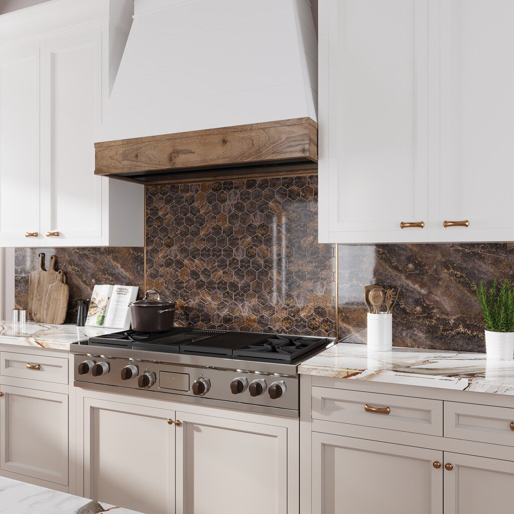 Apollo Tile Splendor Brown 12-in x 12-in Polished Porcelain Hexagon Patterned Floor and Wall Tile (7.09-sq. ft/ Carton)