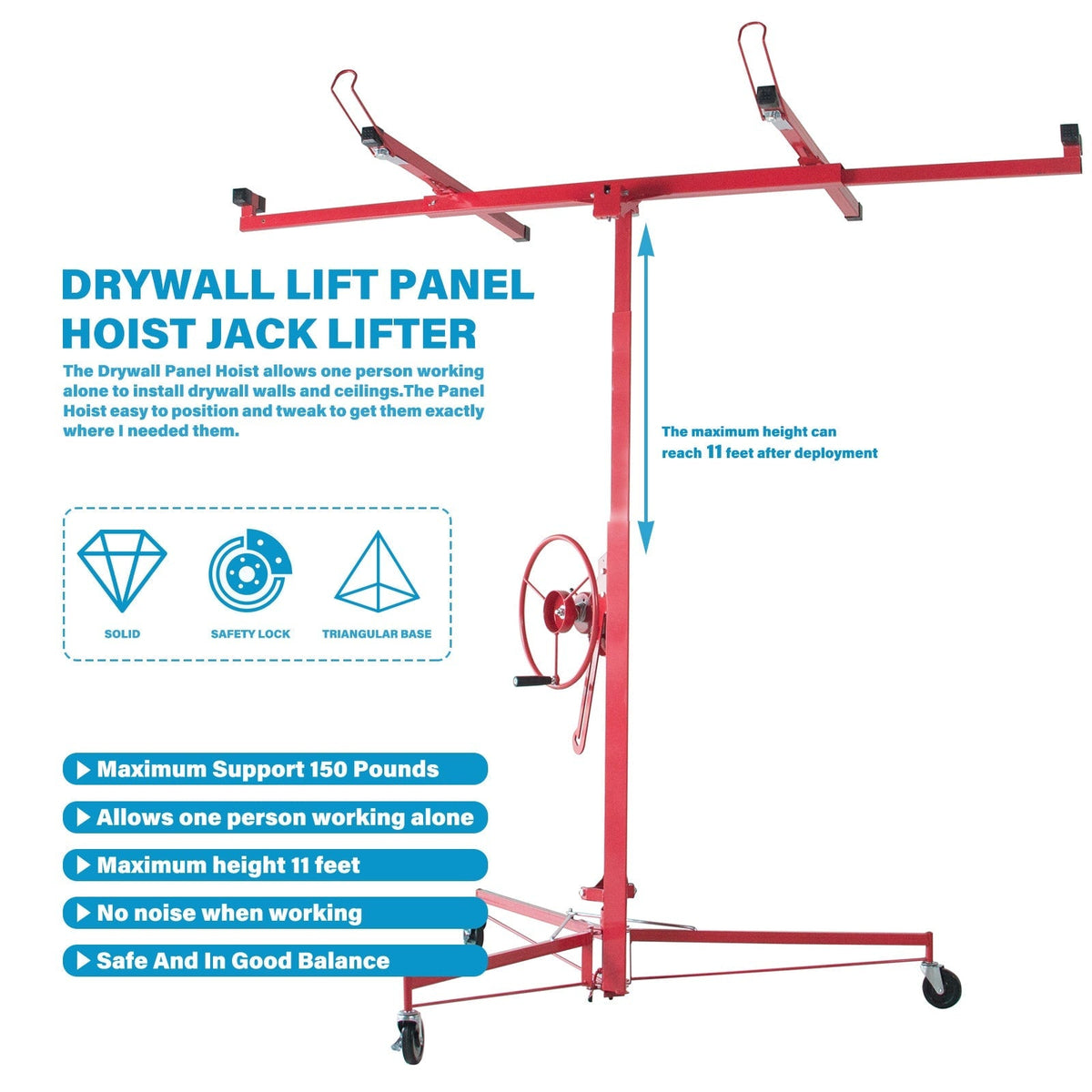 Maocao Hoom 11ft Drywall Lift 11-ft H x 115-in L x 61-in W Steel Drywall Lift