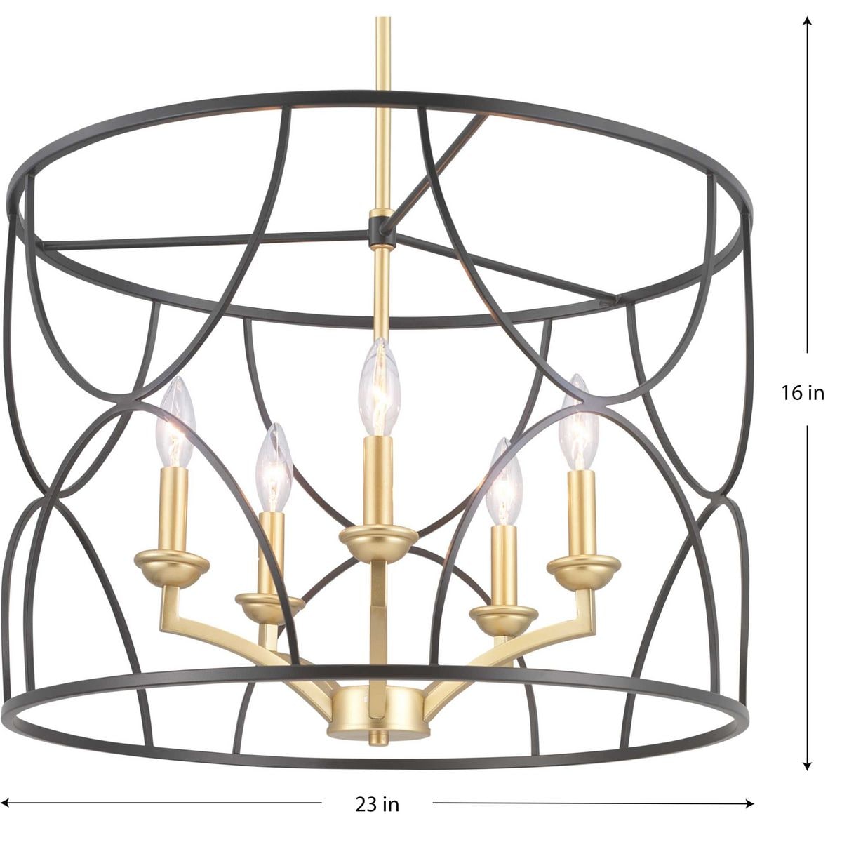 Progress Lighting Landree 5-Light Matte Black Traditional Chandelier