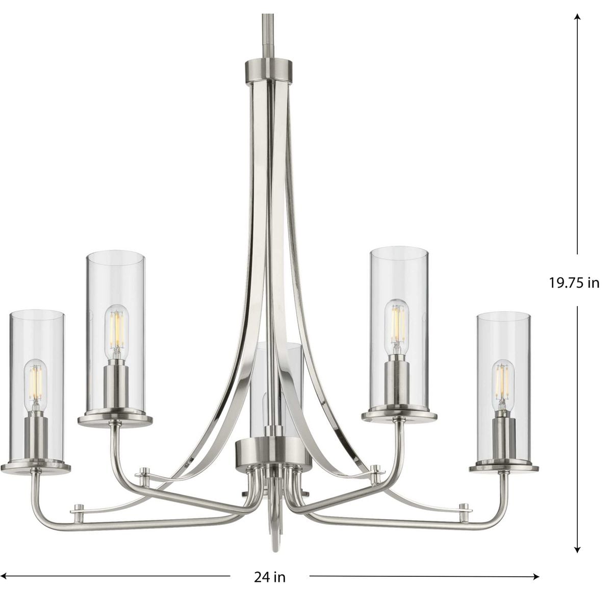 Progress Lighting Riley 5-Light Brushed Nickel Traditional Chandelier