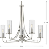Progress Lighting Riley 5-Light Brushed Nickel Traditional Chandelier