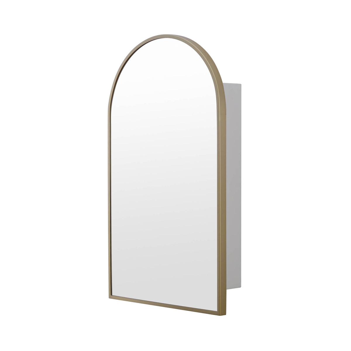 18-in x 30-in Surface Mount Gold Mirrored Arched Medicine Cabinet