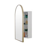 18-in x 30-in Surface Mount Gold Mirrored Arched Medicine Cabinet