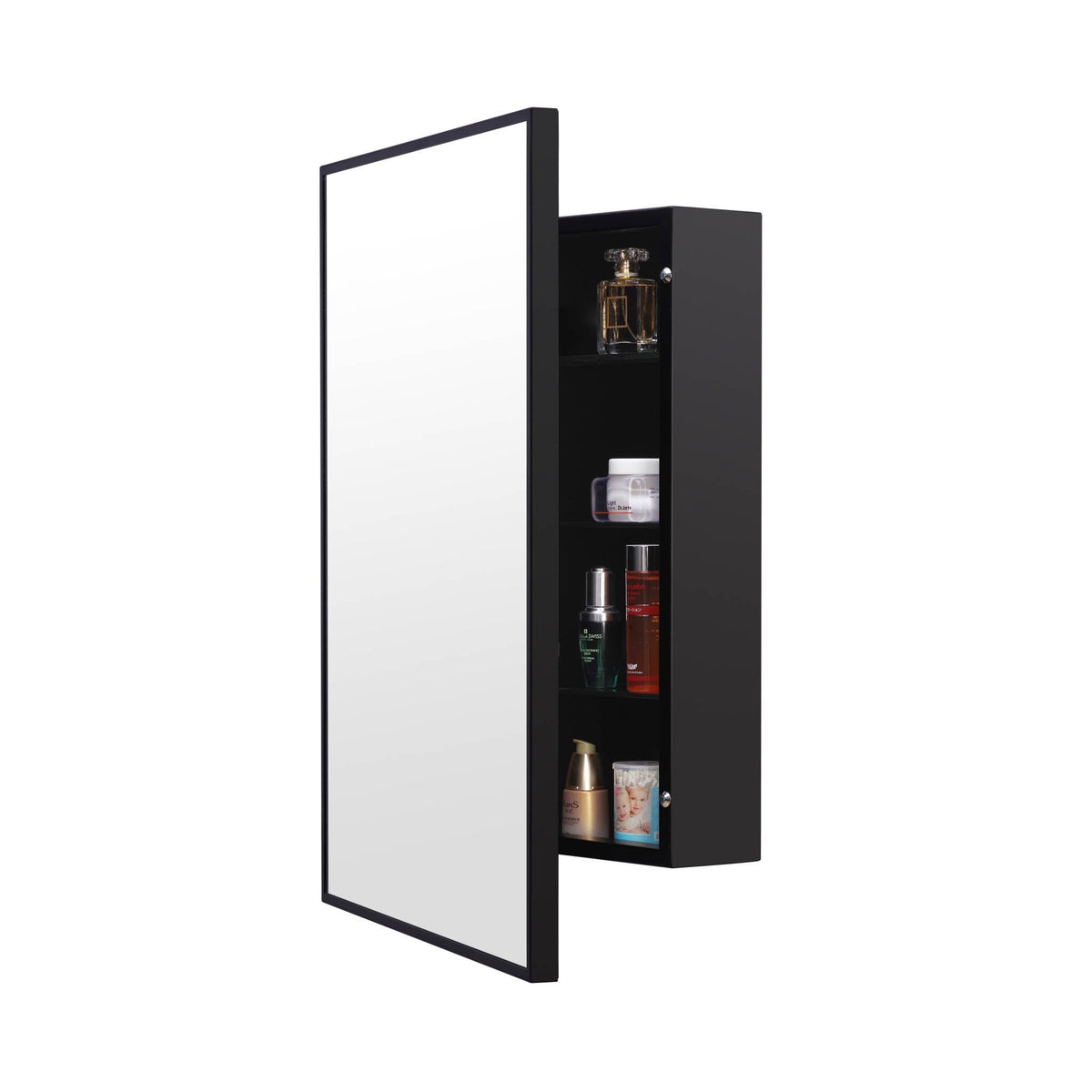 22-in x 28-in Surface Mount Black Mirrored Medicine Cabinet
