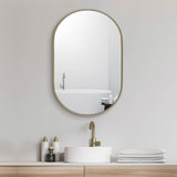 20-in x 30-in Surface Mount Gold Mirrored Oval Medicine Cabinet