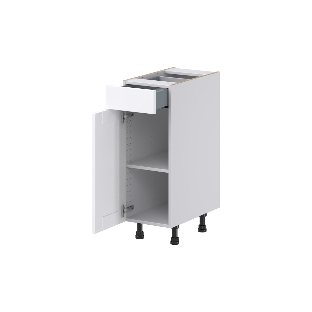 Hugo&Borg Rosemont 12-in W x 34.5-in H x 21-in D Glacier White 1-Drawer Base Fully Assembled Cabinet (Recessed Panel Shaker Style)