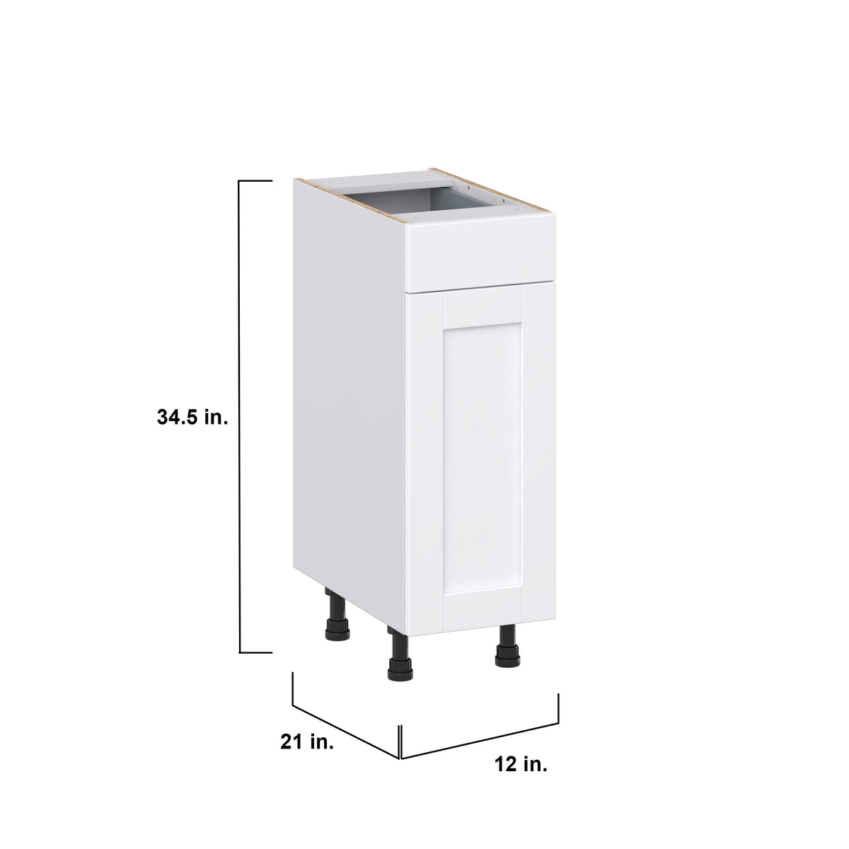 Hugo&Borg Rosemont 12-in W x 34.5-in H x 21-in D Glacier White 1-Drawer Base Fully Assembled Cabinet (Recessed Panel Shaker Style)