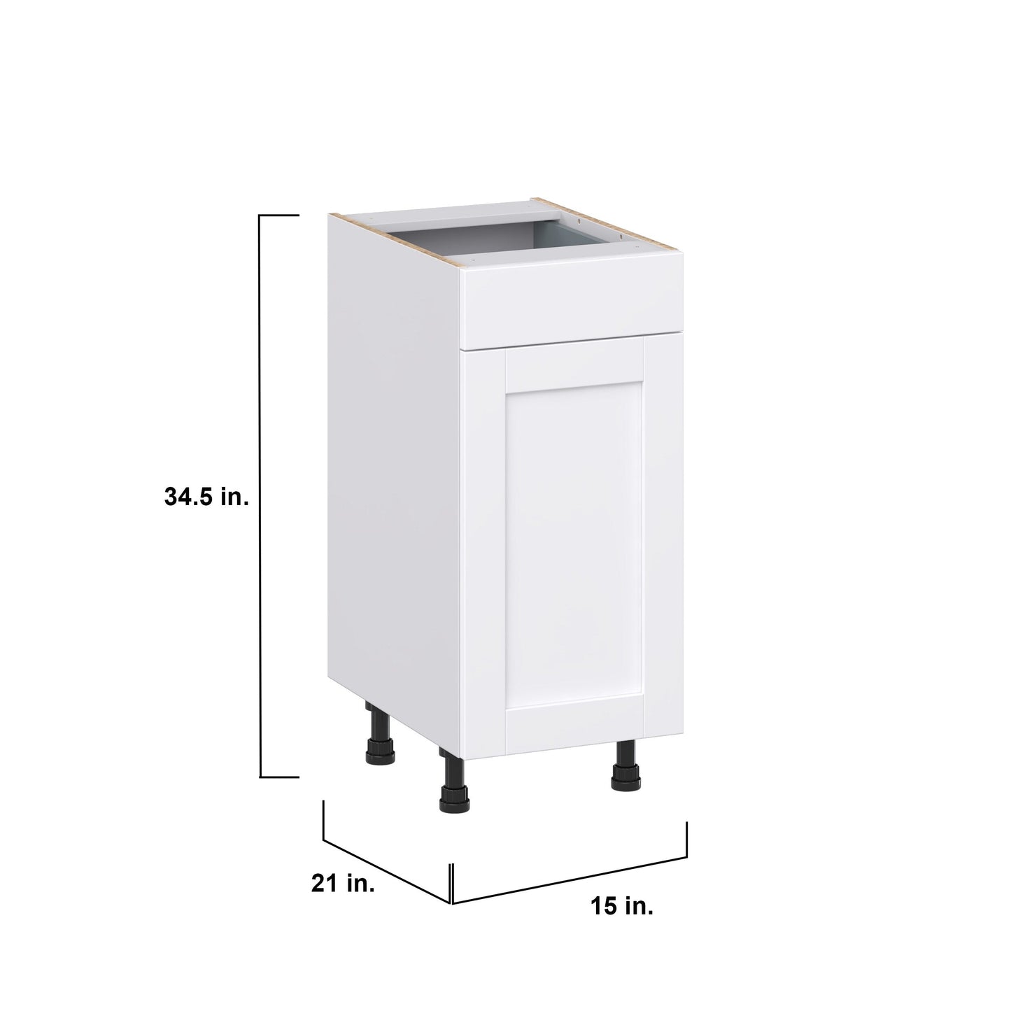 Hugo&Borg Rosemont 15-in W x 34.5-in H x 21-in D Glacier White 1-Drawer Base Fully Assembled Cabinet (Recessed Panel Shaker Style)