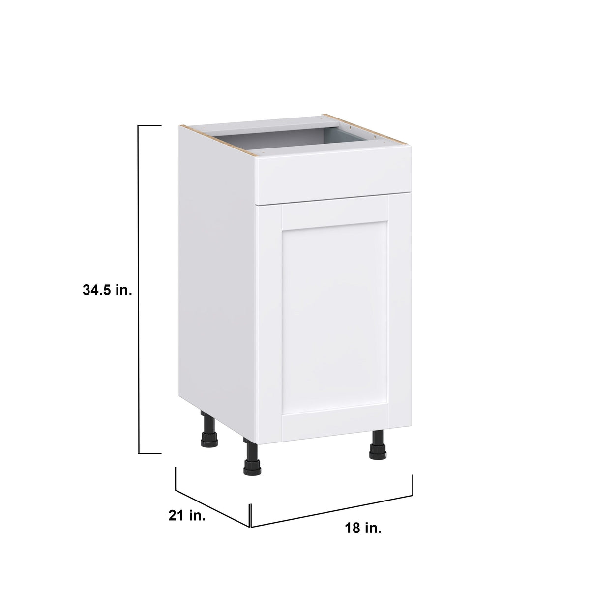 Hugo&Borg Rosemont 18-in W x 34.5-in H x 21-in D Glacier White 1-Drawer Base Fully Assembled Cabinet (Recessed Panel Shaker Style)