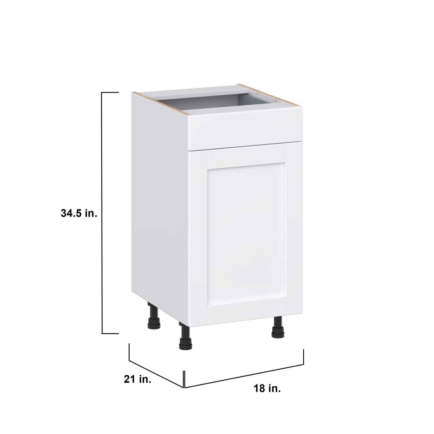 Hugo&Borg Rosemont 18-in W x 34.5-in H x 21-in D Glacier White 1-Drawer Base Fully Assembled Cabinet (Recessed Panel Shaker Style)