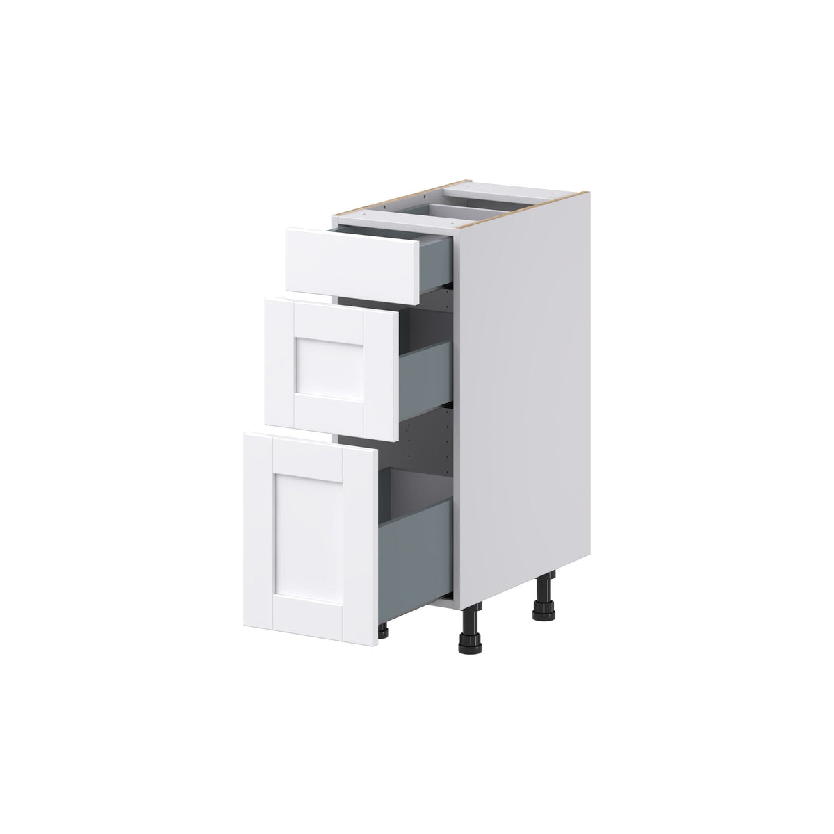 Hugo&Borg Rosemont 12-in W x 34.5-in H x 21-in D Glacier White 3-Drawer Base Fully Assembled Cabinet (Recessed Panel Style)