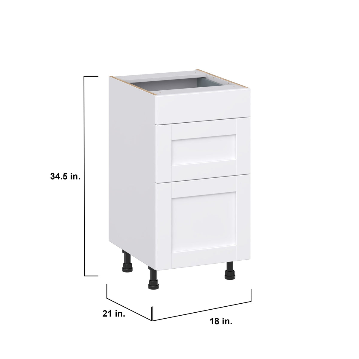 Hugo&Borg Rosemont 18-in W x 34.5-in H x 21-in D Glacier White 3-Drawer Base Fully Assembled Cabinet (Recessed Panel Style)