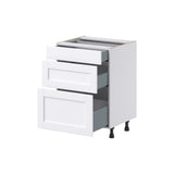 Hugo&Borg Rosemont 24-in W x 34.5-in H x 21-in D Glacier White 3-Drawer Base Fully Assembled Cabinet (Recessed Panel Style)