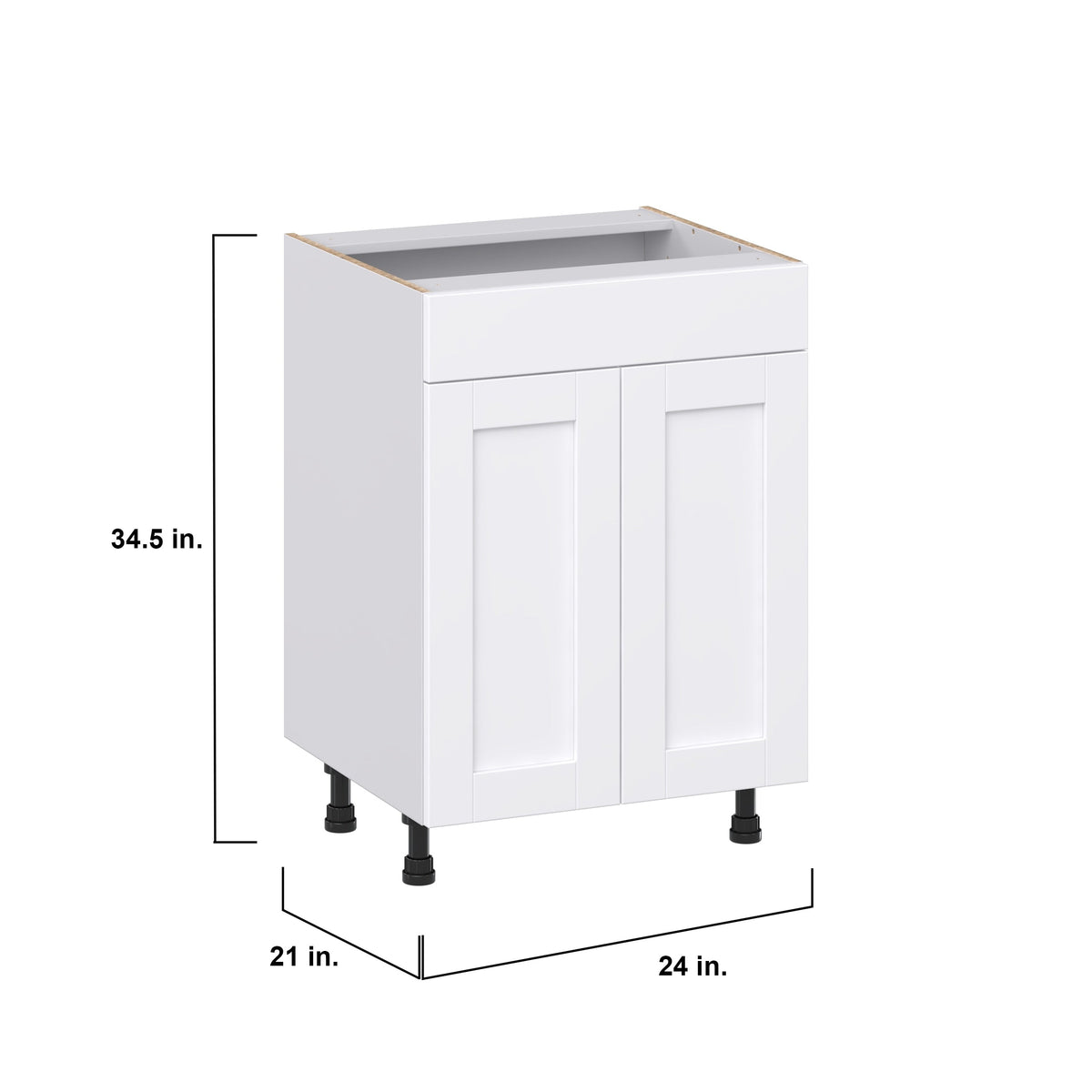 Hugo&Borg Rosemont 24-in W x 34.5-in H x 21-in D Glacier White Sink Base Fully Assembled Cabinet (Recessed Panel Shaker Style)