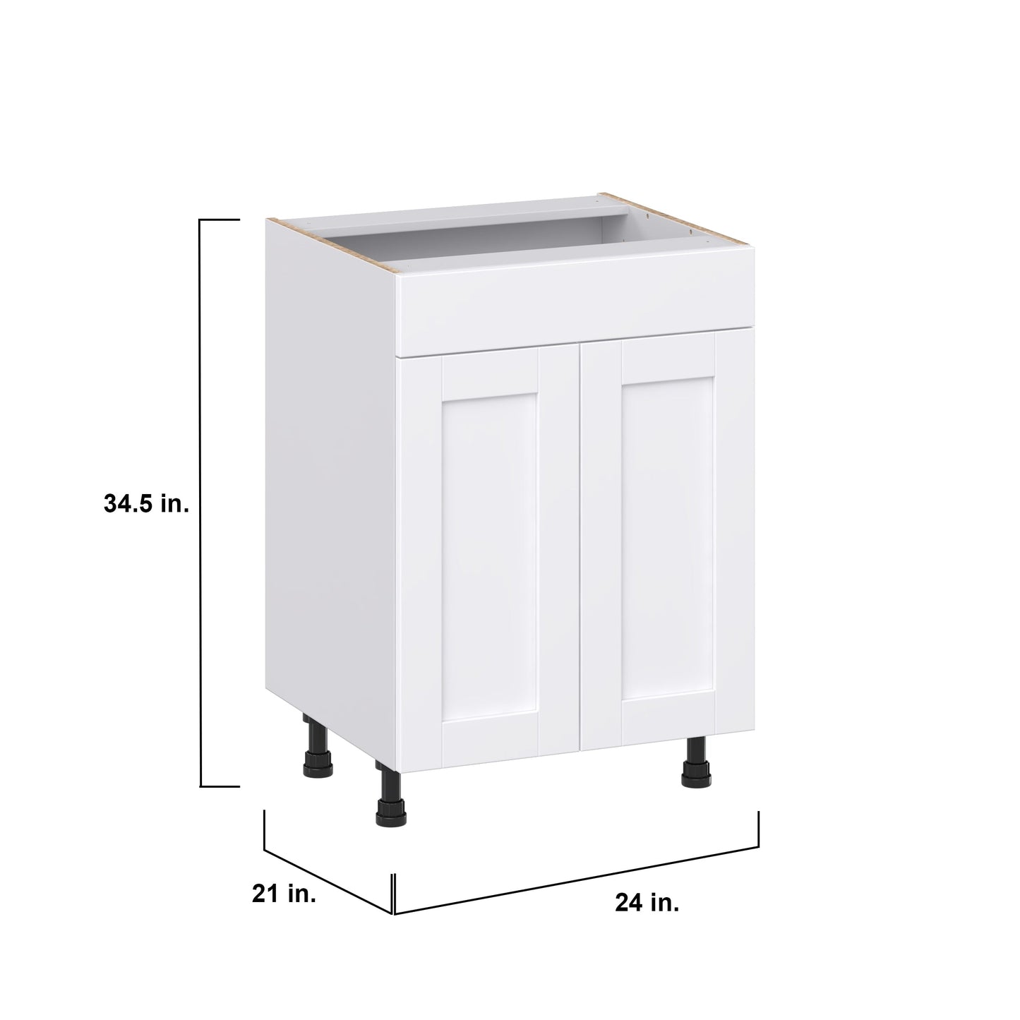 Hugo&Borg Rosemont 24-in W x 34.5-in H x 21-in D Glacier White Sink Base Fully Assembled Cabinet (Recessed Panel Shaker Style)