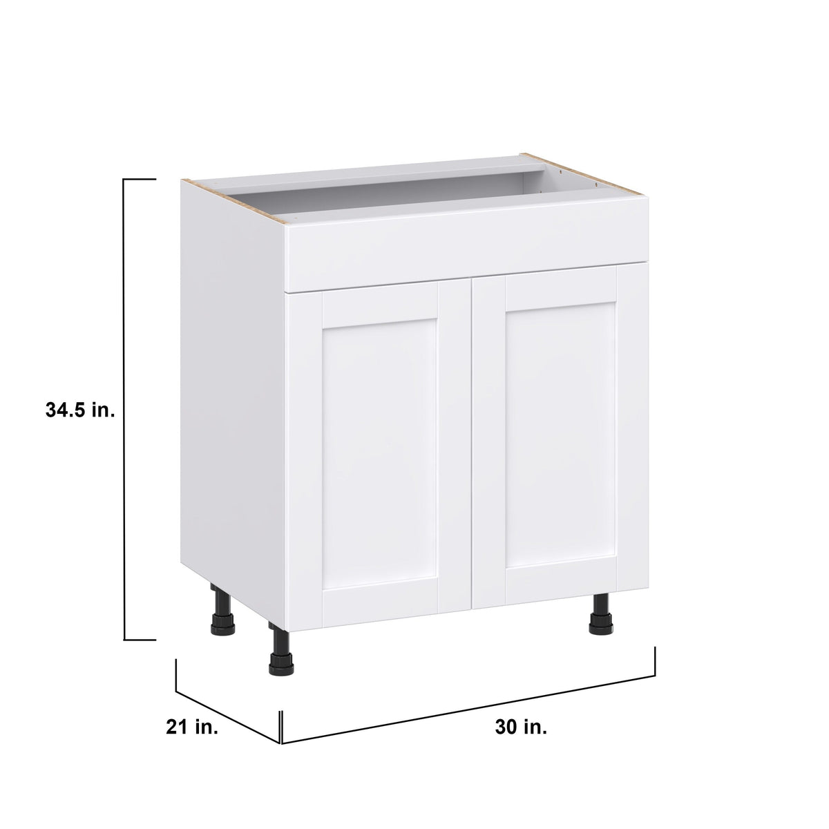 Hugo&Borg Rosemont 30-in W x 34.5-in H x 21-in D Glacier White Sink Base Fully Assembled Cabinet (Recessed Panel Shaker Style)