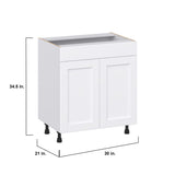 Hugo&Borg Rosemont 30-in W x 34.5-in H x 21-in D Glacier White Sink Base Fully Assembled Cabinet (Recessed Panel Shaker Style)