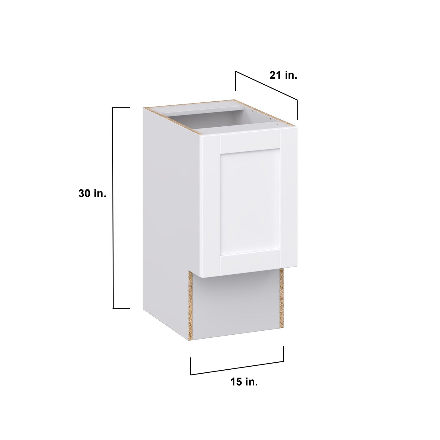 Hugo&Borg Rosemont 15-in W x 34.5-in H x 21-in D Glacier White Base Fully Assembled Cabinet (Recessed Panel Shaker Door Style)