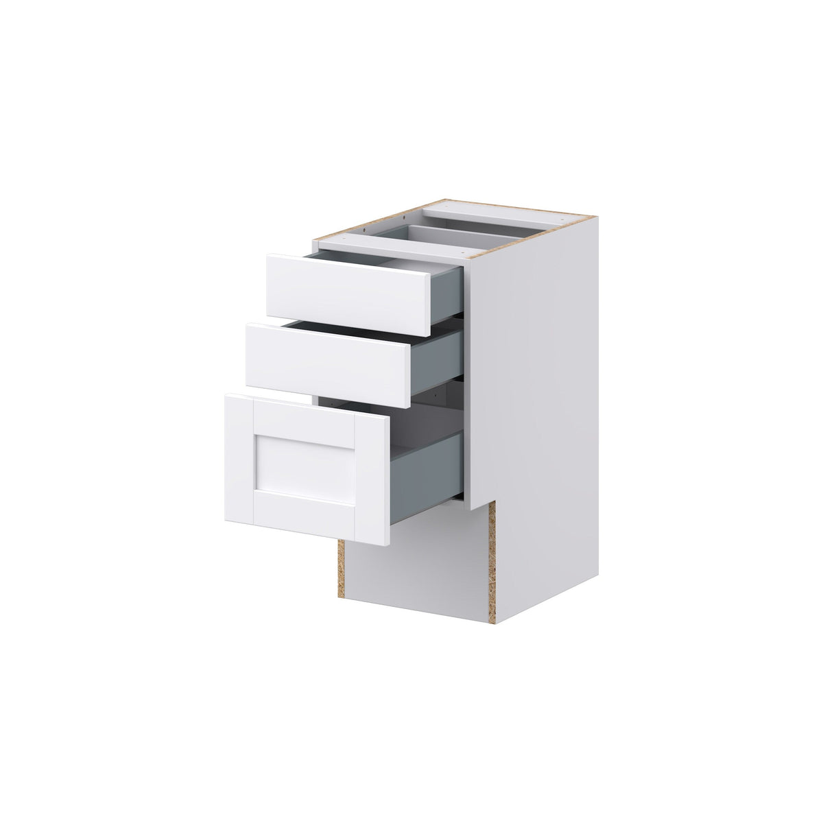 Hugo&Borg Rosemont 15-in W x 30-in H x 21-in D Glacier White 3-Drawer Base Fully Assembled Cabinet (Recessed Panel Style)