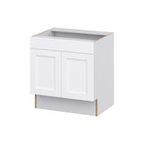 Hugo&Borg Rosemont 30-in W x 32.5-in H x 24-in D Glacier White Sink Base Fully Assembled Cabinet (Recessed Panel Shaker Style)