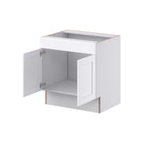 Hugo&Borg Rosemont 30-in W x 32.5-in H x 24-in D Glacier White Sink Base Fully Assembled Cabinet (Recessed Panel Shaker Style)
