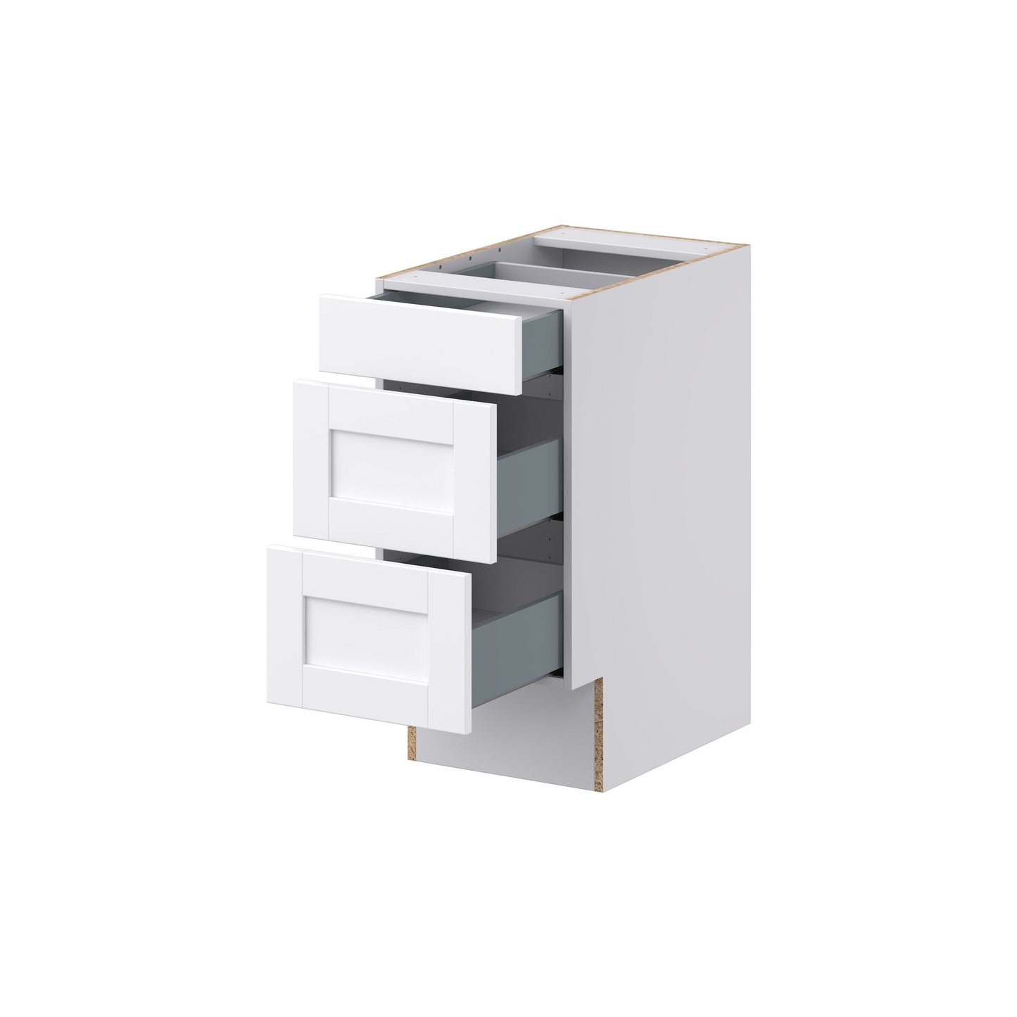 Hugo&Borg Rosemont 15-in W x 32.5-in H x 24-in D Glacier White 3-Drawer Base Fully Assembled Cabinet (Recessed Panel Style)