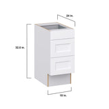 Hugo&Borg Rosemont 15-in W x 32.5-in H x 24-in D Glacier White 3-Drawer Base Fully Assembled Cabinet (Recessed Panel Style)