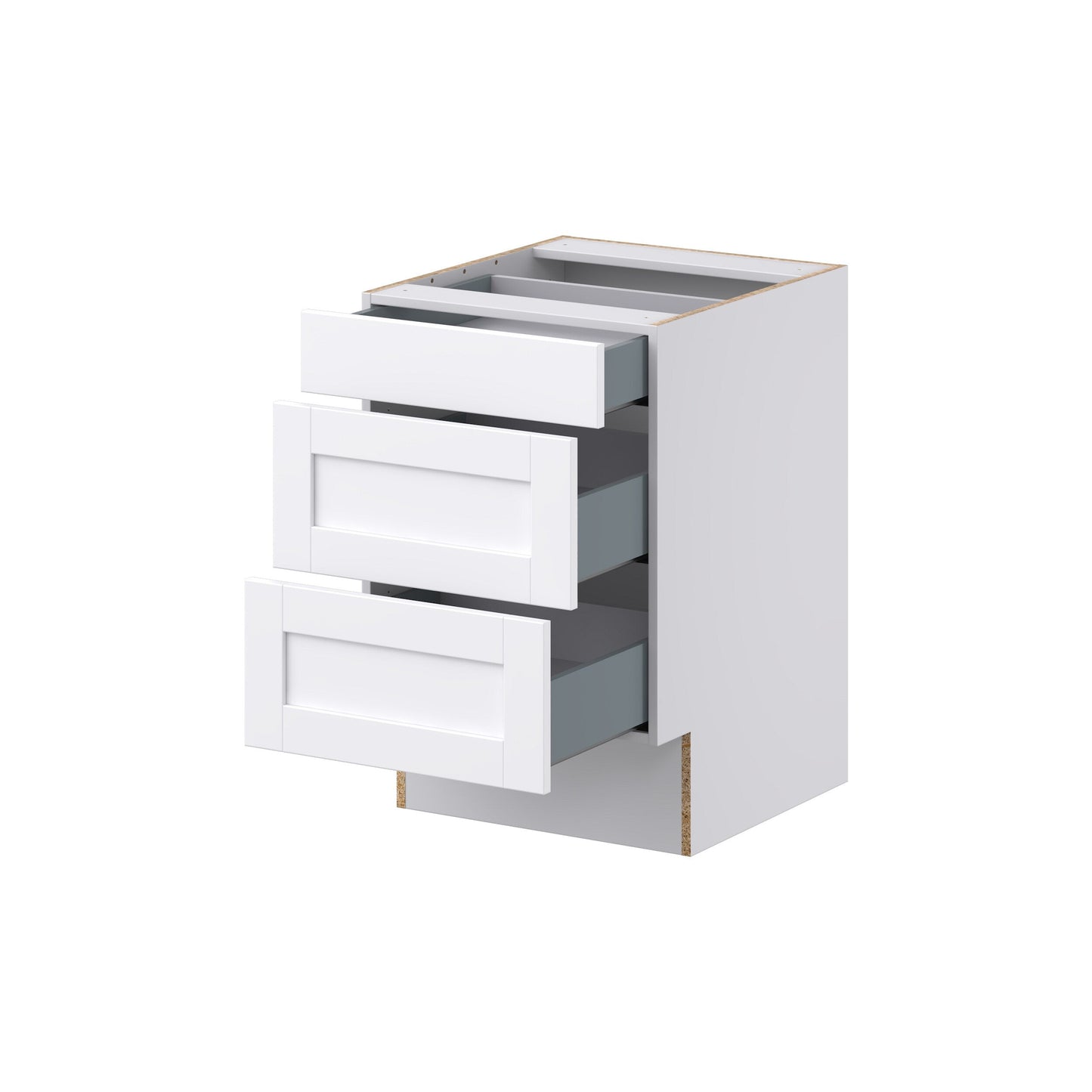 Hugo&Borg Rosemont 21-in W x 32.5-in H x 25-in D Glacier White 3-Drawer Base Fully Assembled Cabinet (Recessed Panel Style)