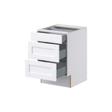 Hugo&Borg Rosemont 21-in W x 32.5-in H x 25-in D Glacier White 3-Drawer Base Fully Assembled Cabinet (Recessed Panel Style)