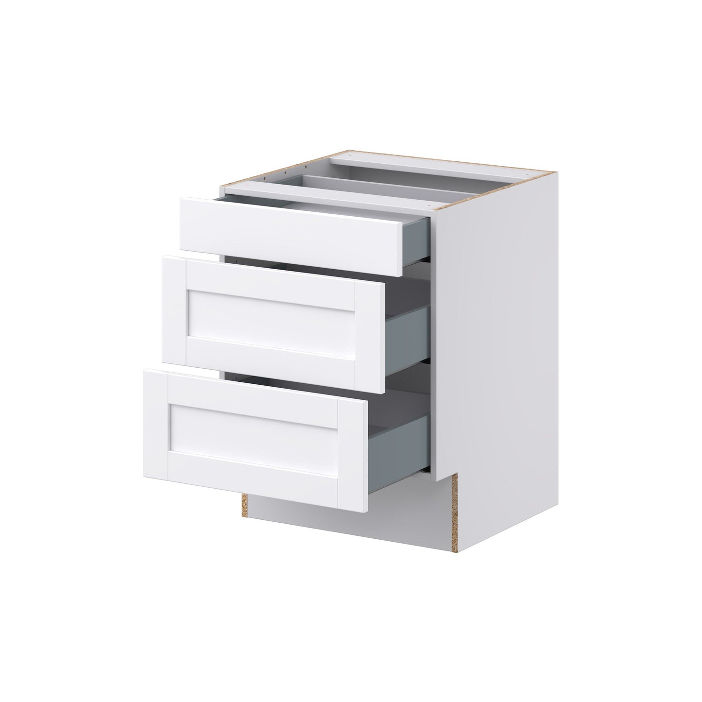 Hugo&Borg Rosemont 24-in W x 32.5-in H x 25-in D Glacier White 3-Drawer Base Fully Assembled Cabinet (Recessed Panel Style)