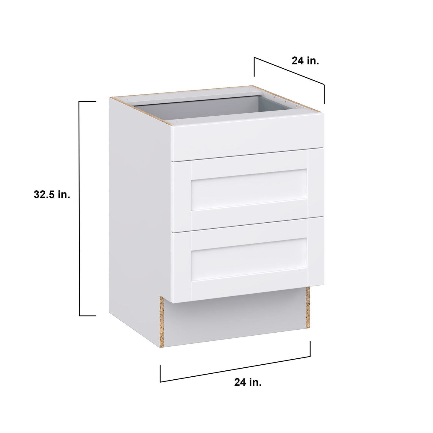 Hugo&Borg Rosemont 24-in W x 32.5-in H x 25-in D Glacier White 3-Drawer Base Fully Assembled Cabinet (Recessed Panel Style)
