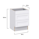 Hugo&Borg Rosemont 24-in W x 32.5-in H x 25-in D Glacier White 3-Drawer Base Fully Assembled Cabinet (Recessed Panel Style)