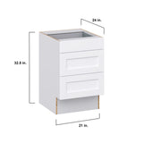 Hugo&Borg Rosemont 21-in W x 32.5-in H x 25-in D Glacier White 3-Drawer Base Fully Assembled Cabinet (Recessed Panel Style)