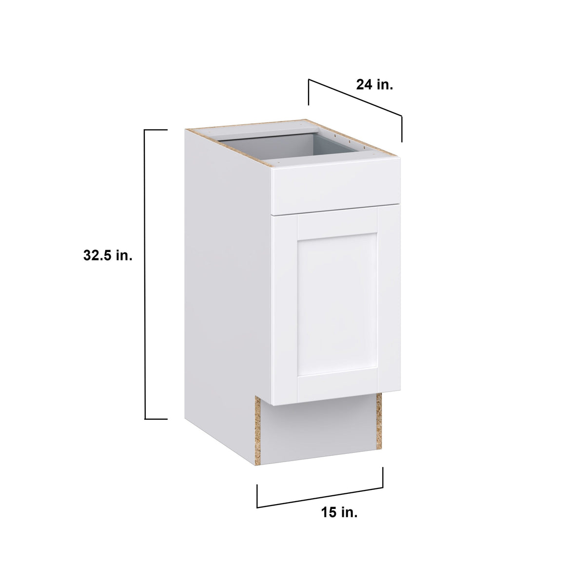 Hugo&Borg Rosemont 15-in W x 34.5-in H x 25-in D Glacier White 1-Drawer Base Fully Assembled Cabinet (Recessed Panel Shaker Style)