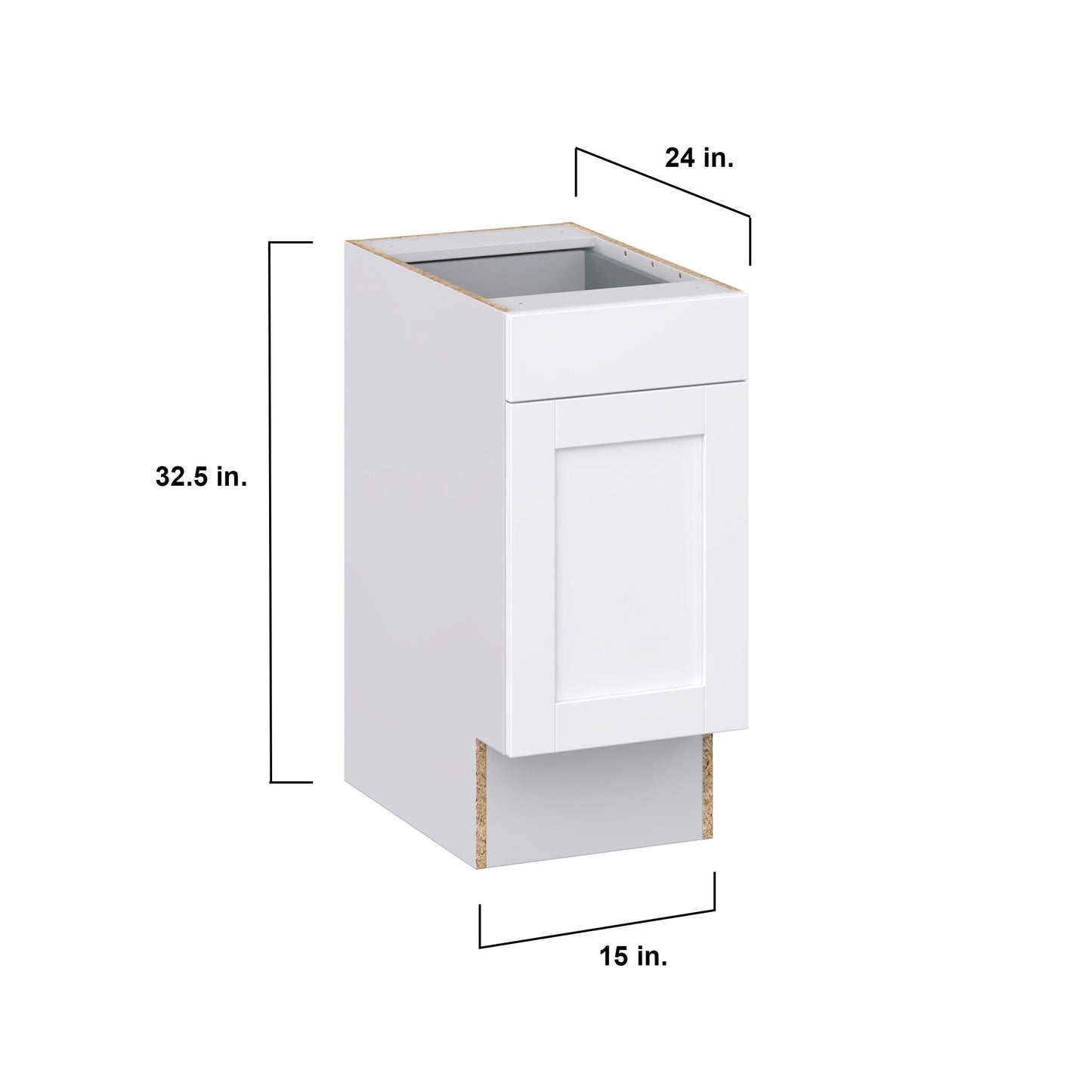 Hugo&Borg Rosemont 15-in W x 34.5-in H x 25-in D Glacier White 1-Drawer Base Fully Assembled Cabinet (Recessed Panel Shaker Style)