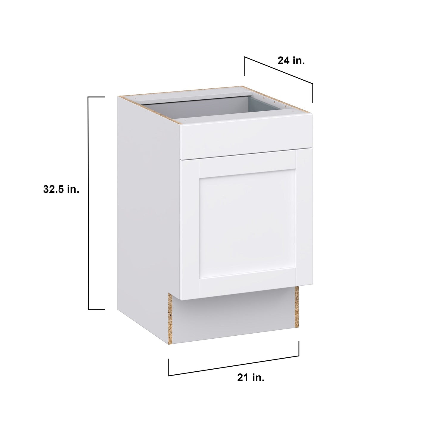 Hugo&Borg Rosemont 21-in W x 34.5-in H x 24-in D Glacier White Base Fully Assembled Cabinet (Recessed Panel Shaker Door Style)