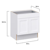 Hugo&Borg Rosemont 30-in W x 32.5-in H x 25-in D Glacier White 1-Drawer Base Fully Assembled Cabinet (Recessed Panel Shaker Style)