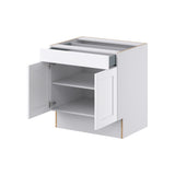 Hugo&Borg Rosemont 30-in W x 32.5-in H x 25-in D Glacier White 1-Drawer Base Fully Assembled Cabinet (Recessed Panel Shaker Style)