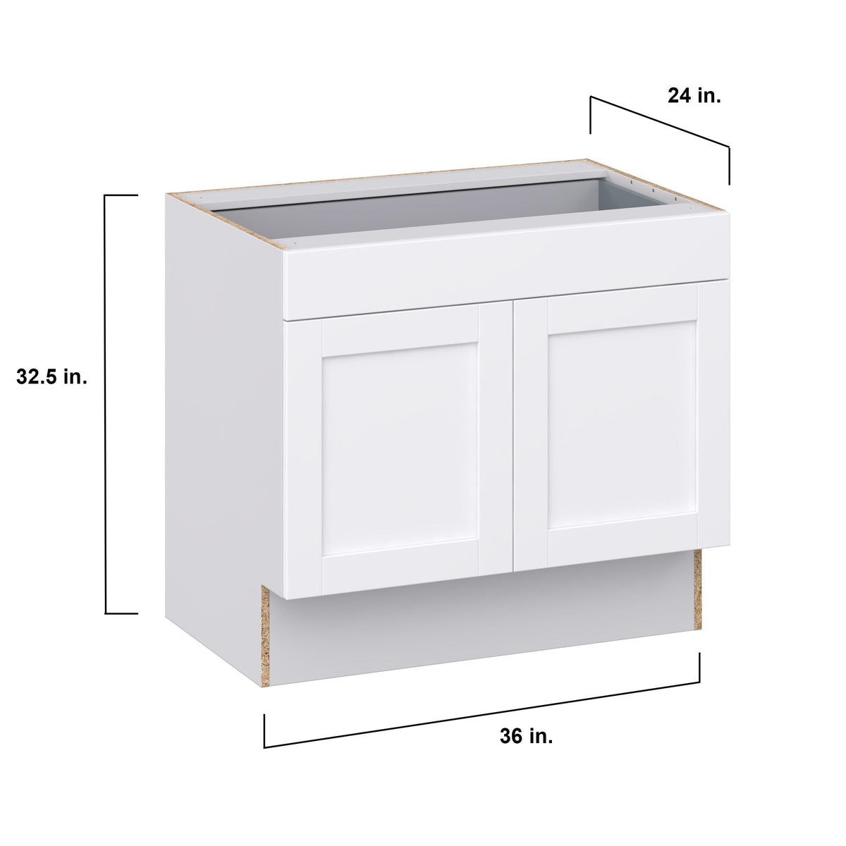 Hugo&Borg Rosemont 36-in W x 32.5-in H x 25-in D Glacier White 1-Drawer Base Fully Assembled Cabinet (Recessed Panel Shaker Style)
