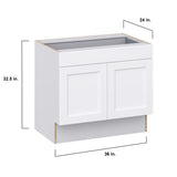 Hugo&Borg Rosemont 36-in W x 32.5-in H x 25-in D Glacier White 1-Drawer Base Fully Assembled Cabinet (Recessed Panel Shaker Style)