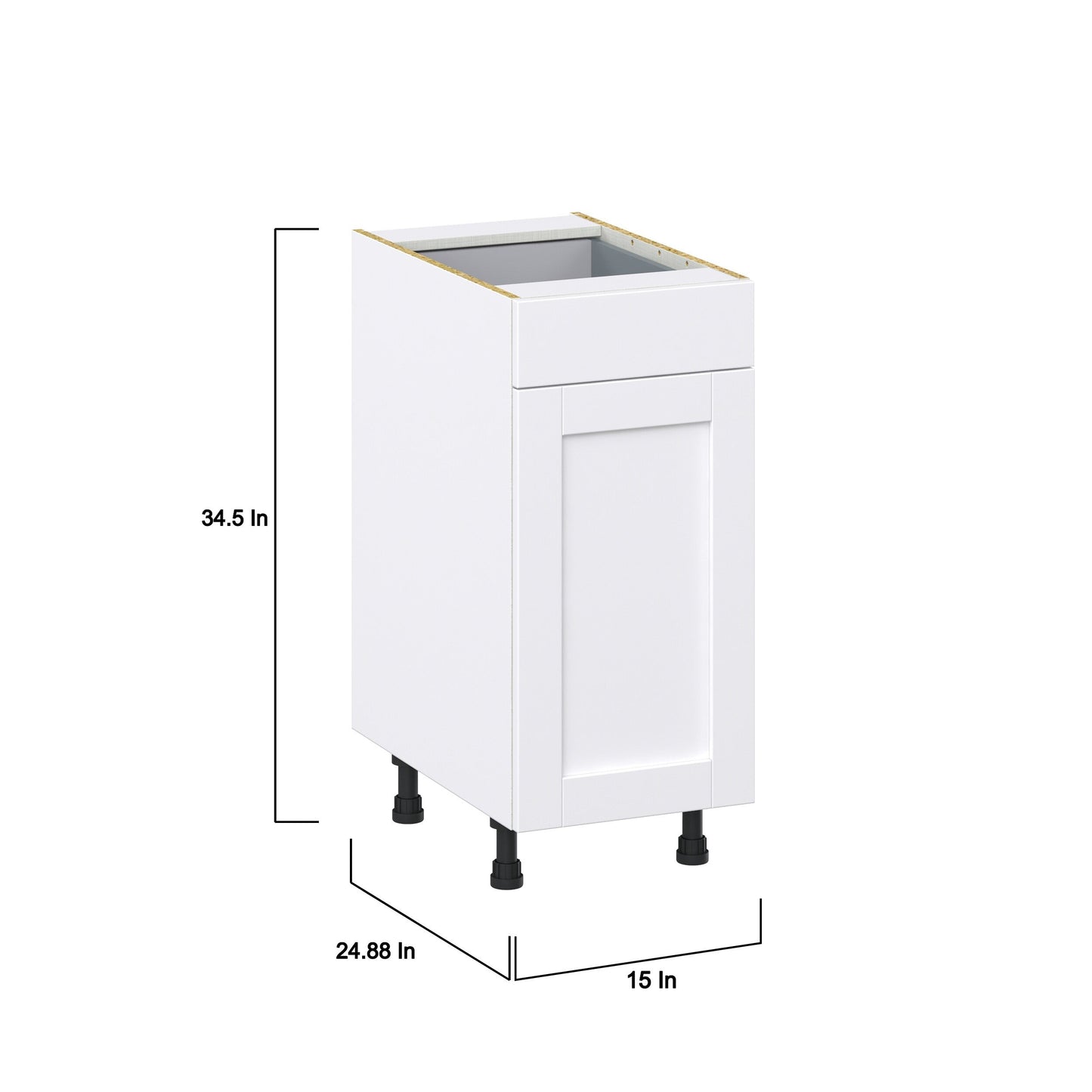 Hugo&Borg Rosemont 15-in W x 34.5-in H x 24-in D Glacier White 1-Drawer Pull-out Cabinet Base Fully Assembled Cabinet (Recessed Panel Style)