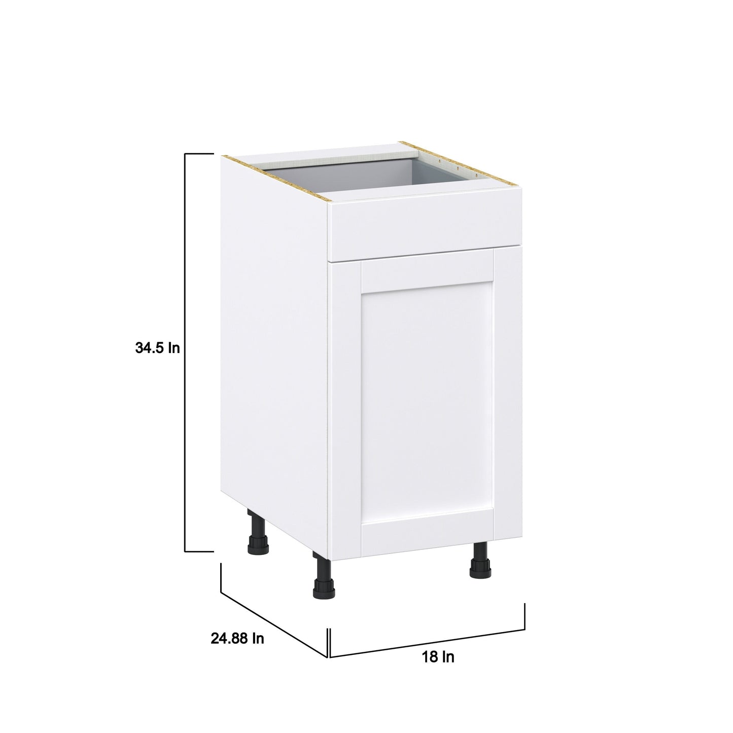 Hugo&Borg Rosemont 18-in W x 34.5-in H x 24-in D Glacier White 1-Drawer Pull-out Cabinet Base Fully Assembled Cabinet (Recessed Panel Style)