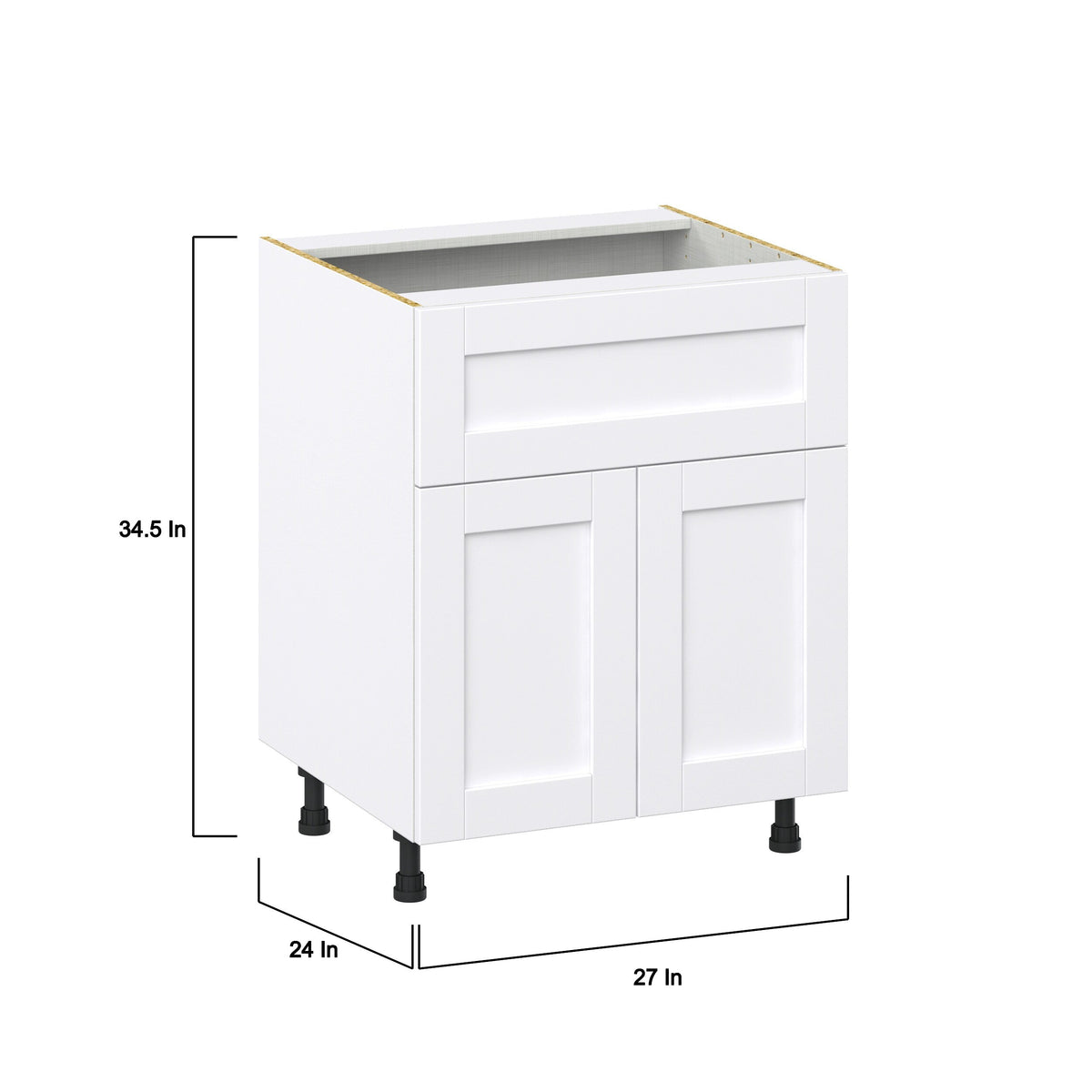 Hugo&Borg Rosemont 27-in W x 34.5-in H x 25-in D Glacier White 1-Drawer Base Fully Assembled Cabinet (Recessed Panel Shaker Style)
