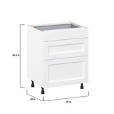Hugo&Borg Rosemont 27-in W x 34.5-in H x 24-in D Glacier White 3-Drawer Base Fully Assembled Cabinet (Recessed Panel Style)